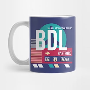 Hartford, Connecticut (BDL) Airport Code Baggage Tag Mug